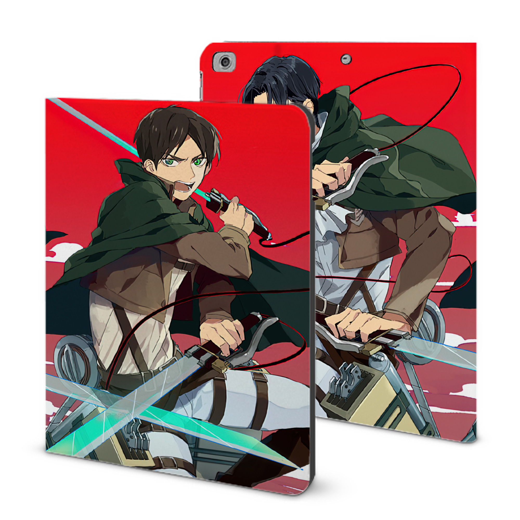 （画像用） 進撃の巨人 Attack on Titan IPad ケース ブック型 PUレザー TPU 耐衝撃 軽量 薄型 ペン収納なし 全面保護 IPad 各モデル対応